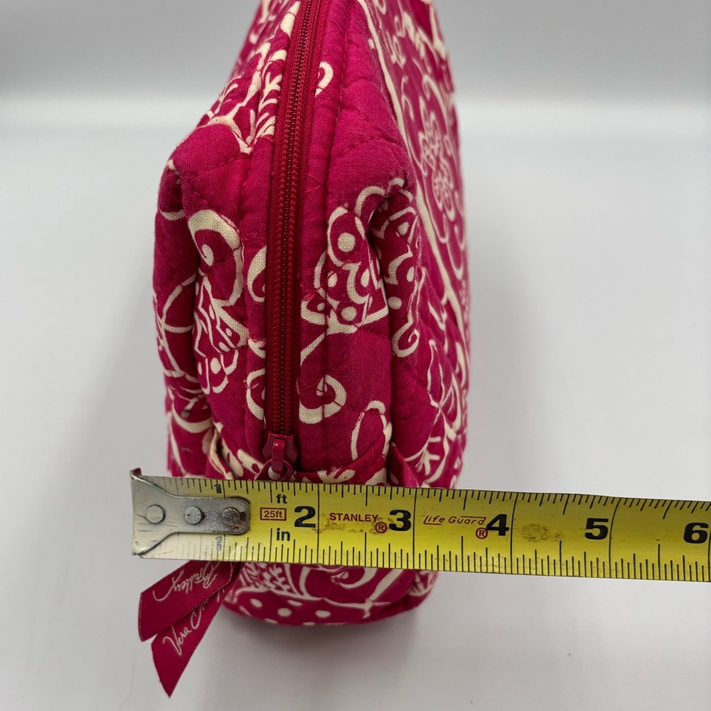 Vera Bradley Large Cosmetic Bag in Twirly Bird Pink Pattern, Waterproof Lining - Picture 10 of 11